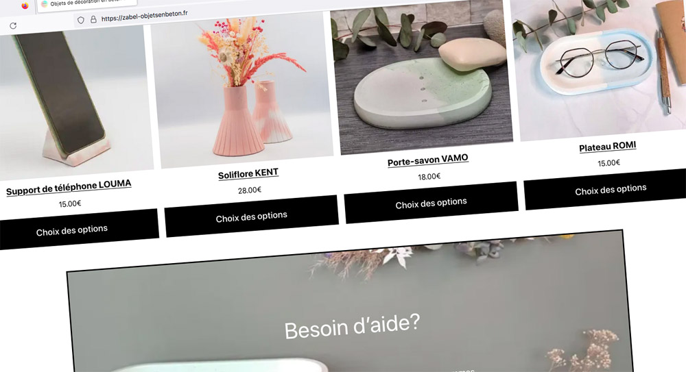 zabel objets de décoration en béton coloré